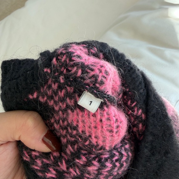 Sandro Pink and Black Diamond Soft mohair-blend knit Sweater - Picture 4 of 8